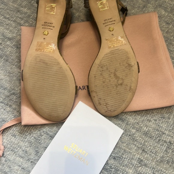 Stuart Weitzman 60 straight heel sandal in Pyrite metallic sparkle size 6B - Picture 12 of 12